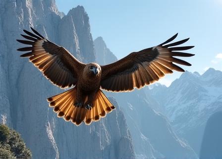 Aquila reale in volo sulle Alpi italiane